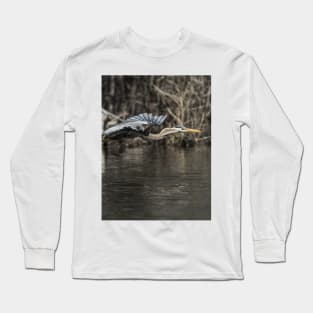 Blue Heron In Flight Long Sleeve T-Shirt